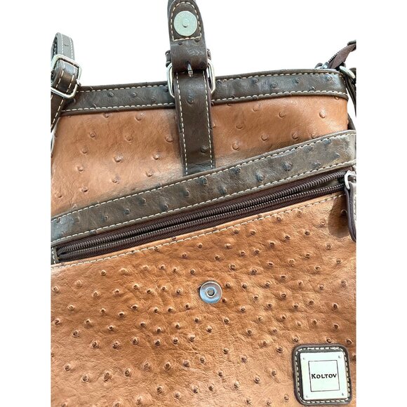 Brown Purse Crossbody Shoulder Bag Small Handbag Faux Ostrich Organizer Pockets - Picture 6 of 9